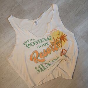 Urban Outfitters cream white and orange Miami Beach knot tank top.  size S.